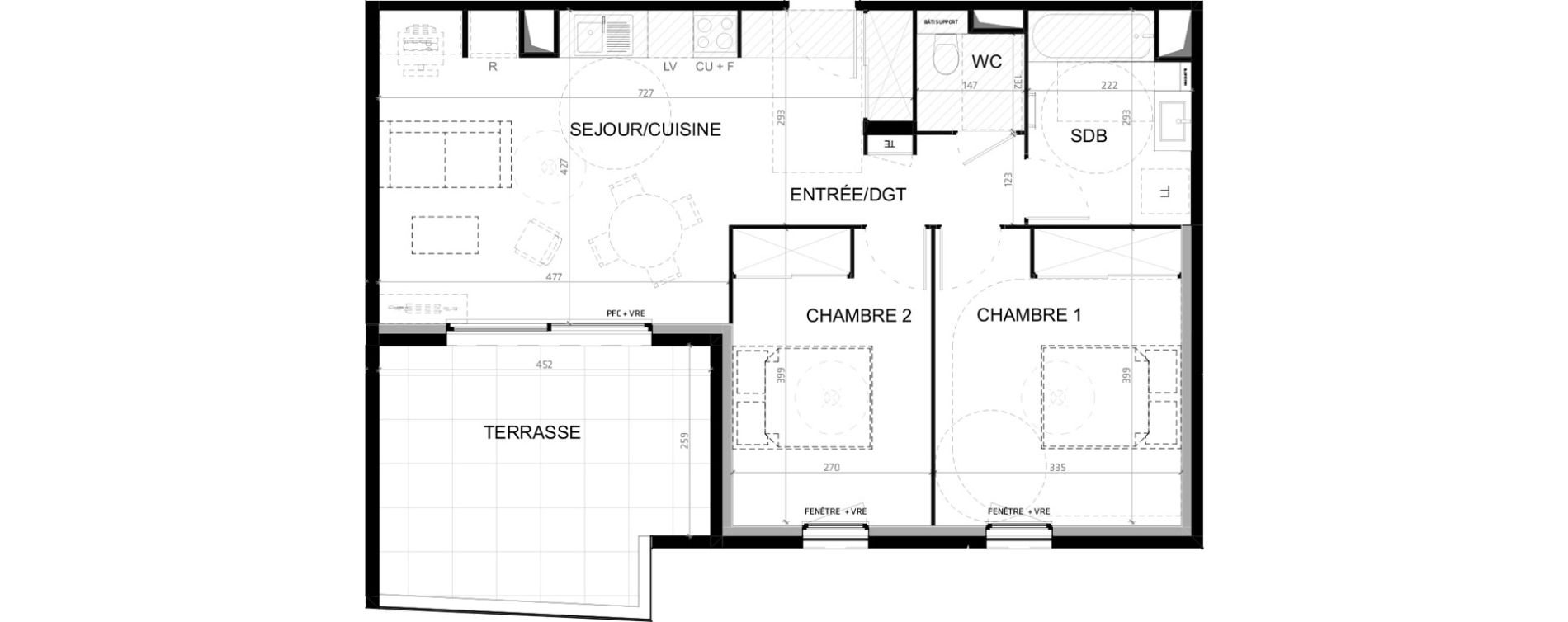 Appartement T3 de 61,10 m2 &agrave; Baillargues Centre