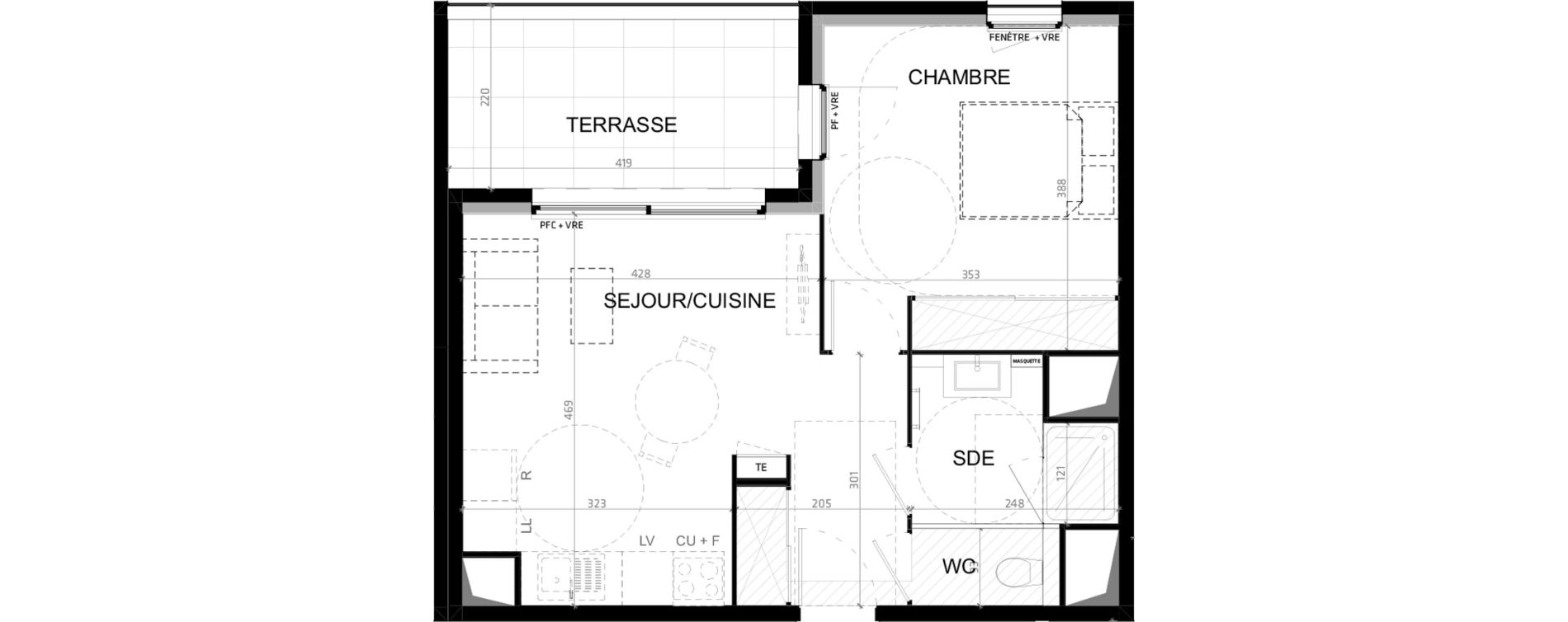 Appartement T2 de 41,90 m2 &agrave; Baillargues Centre