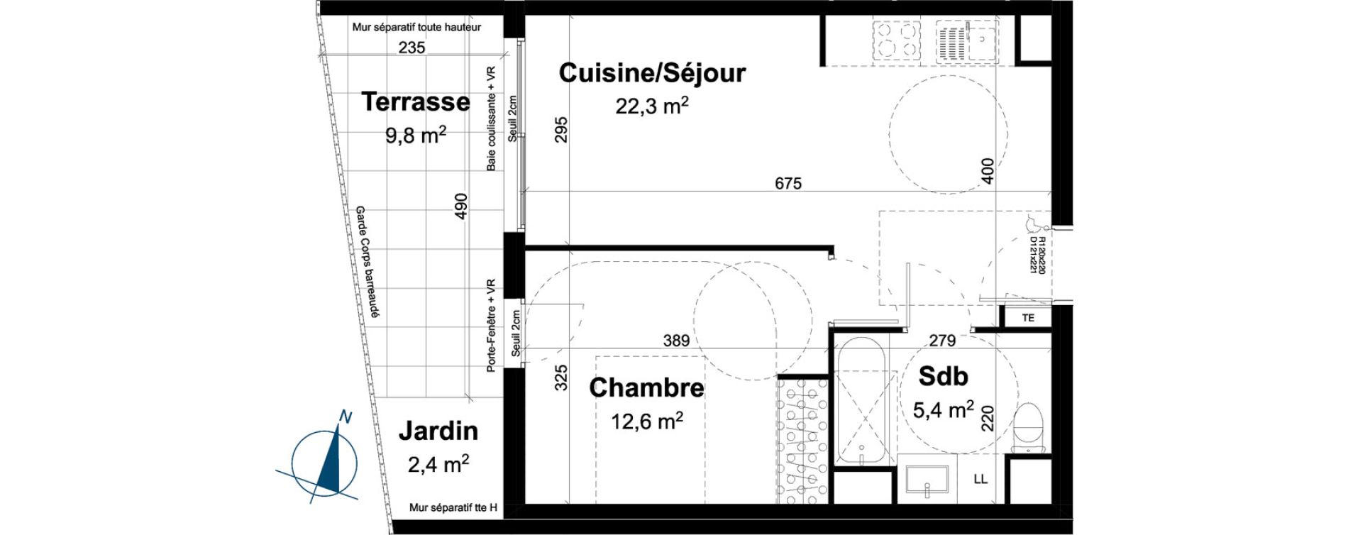 Appartement T2 de 40,30 m2 &agrave; Baillargues Centre