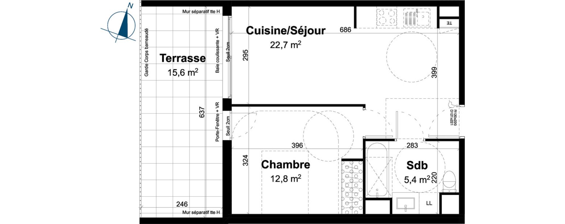 Appartement T2 de 40,90 m2 &agrave; Baillargues Centre