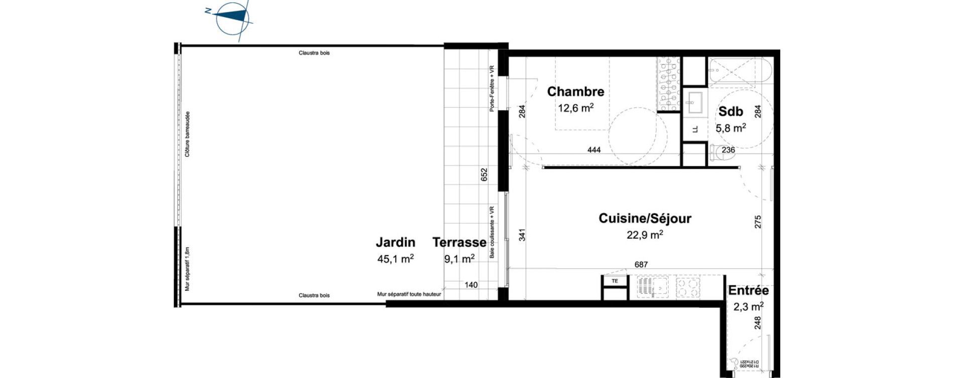 Appartement T2 de 43,60 m2 &agrave; Baillargues Centre