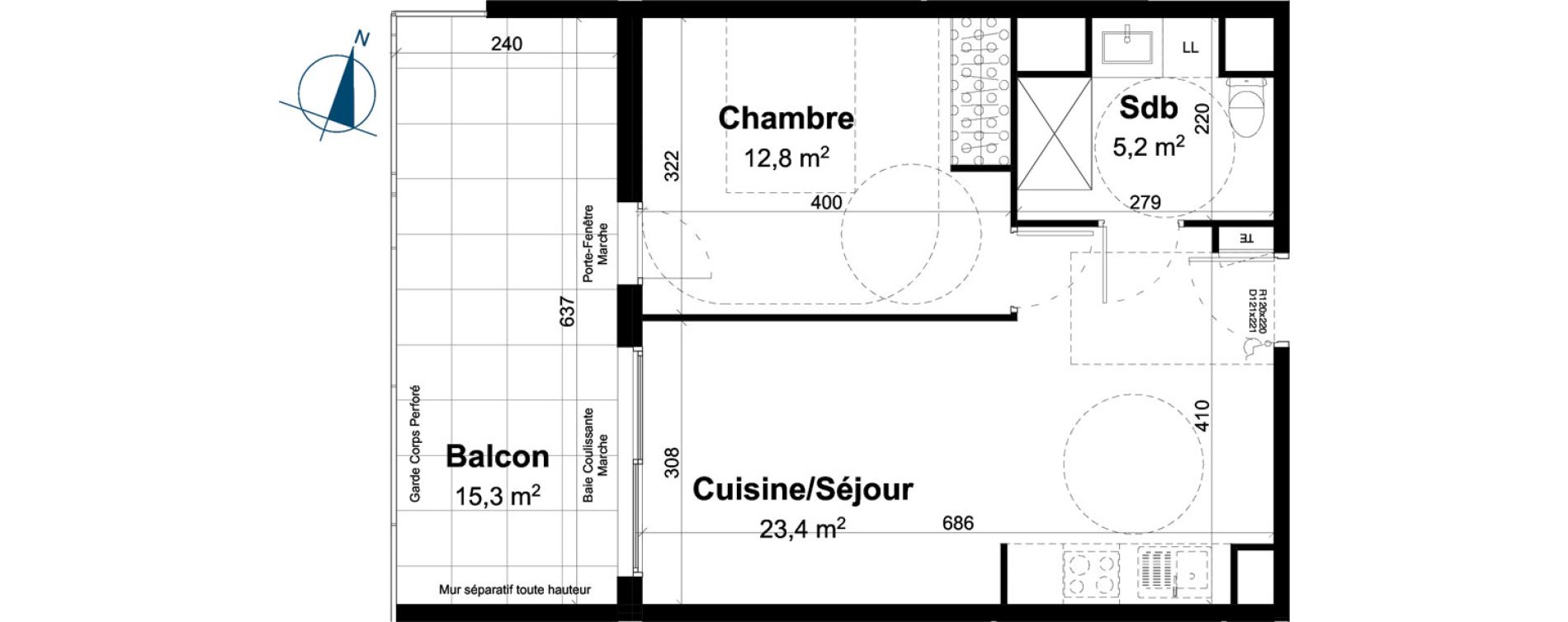 Appartement T2 de 41,40 m2 &agrave; Baillargues Centre