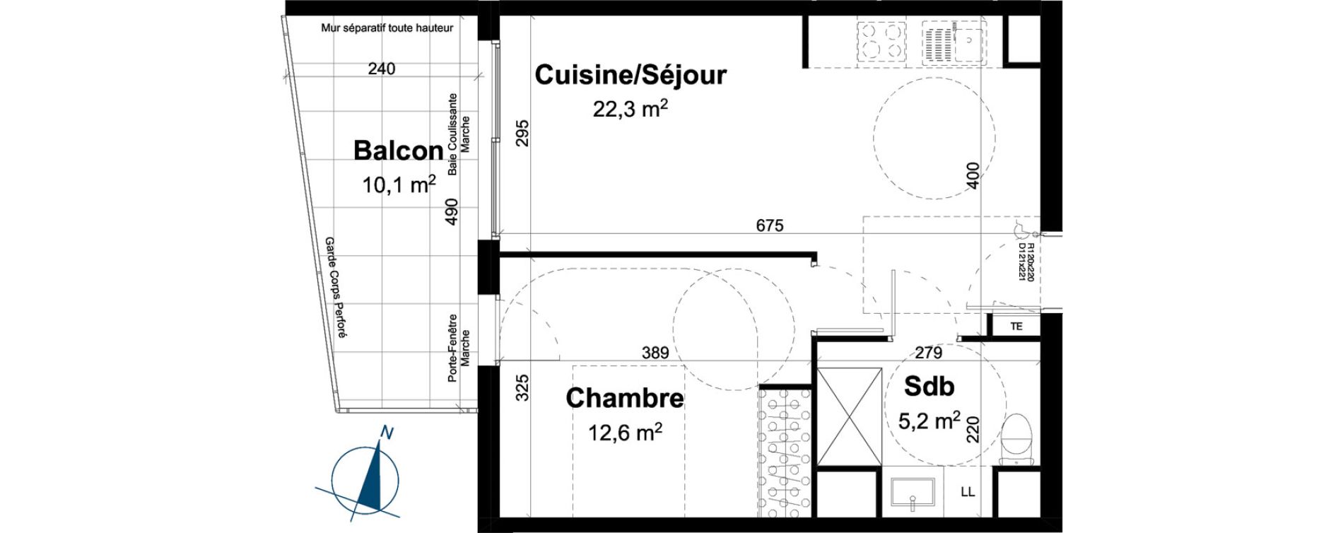 Appartement T2 de 40,10 m2 &agrave; Baillargues Centre