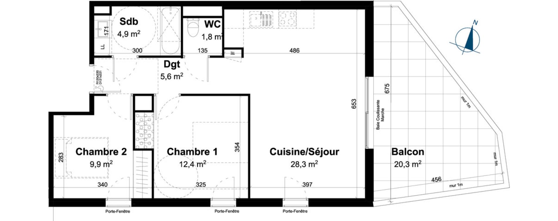 Appartement T3 de 62,90 m2 &agrave; Baillargues Centre