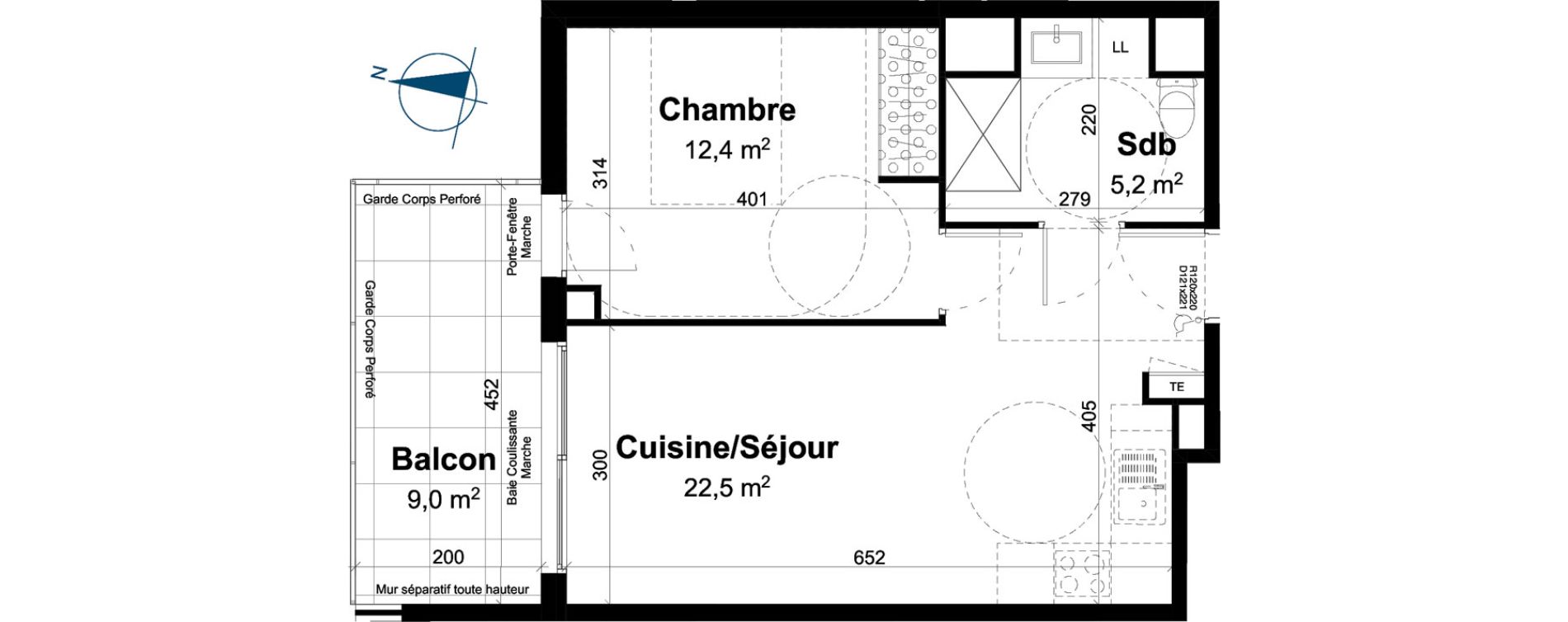 Appartement T2 de 40,10 m2 &agrave; Baillargues Centre