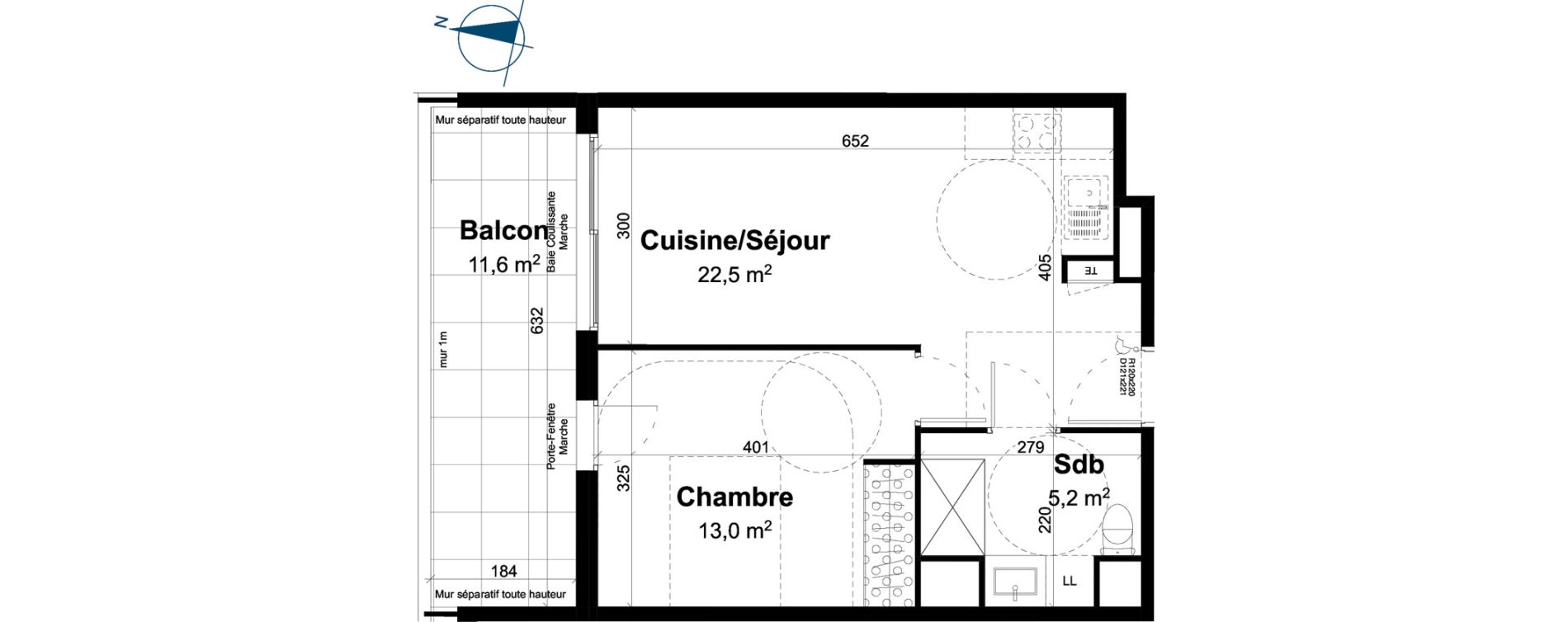 Appartement T2 de 40,70 m2 &agrave; Baillargues Centre