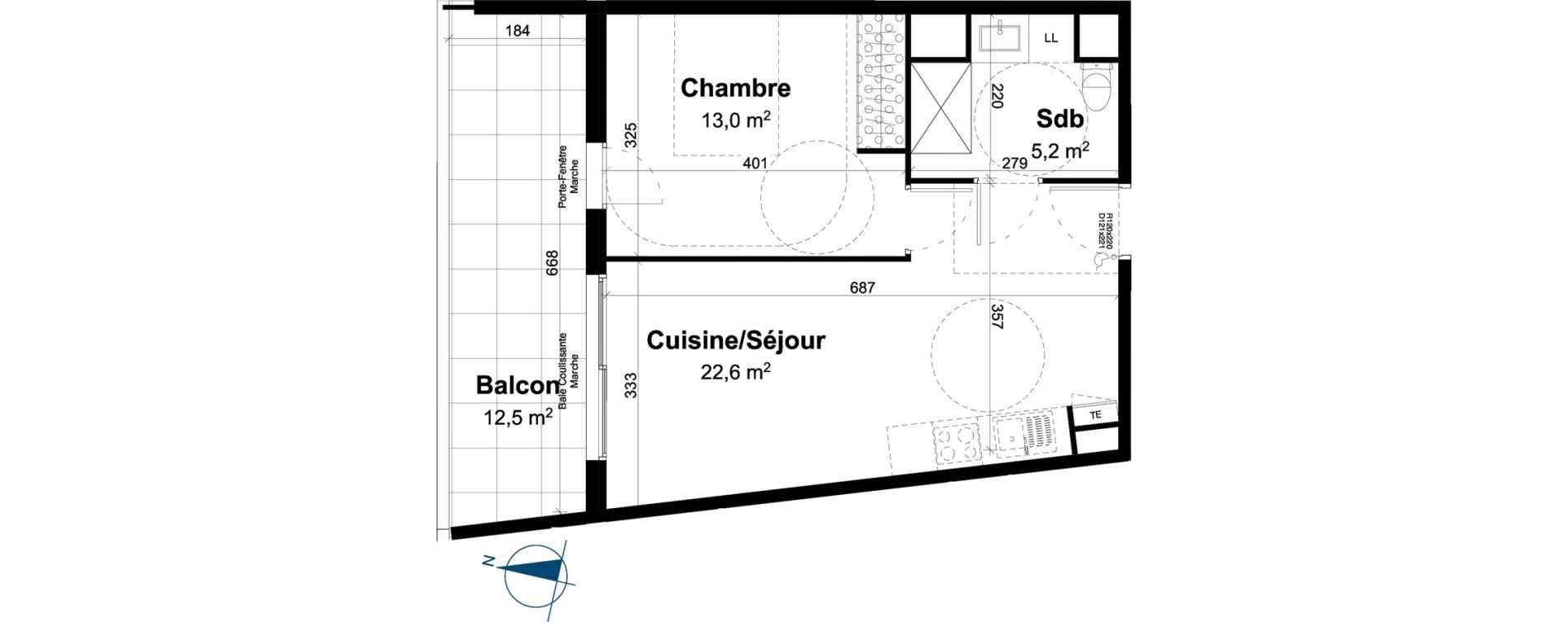 Appartement T2 de 40,80 m2 &agrave; Baillargues Centre