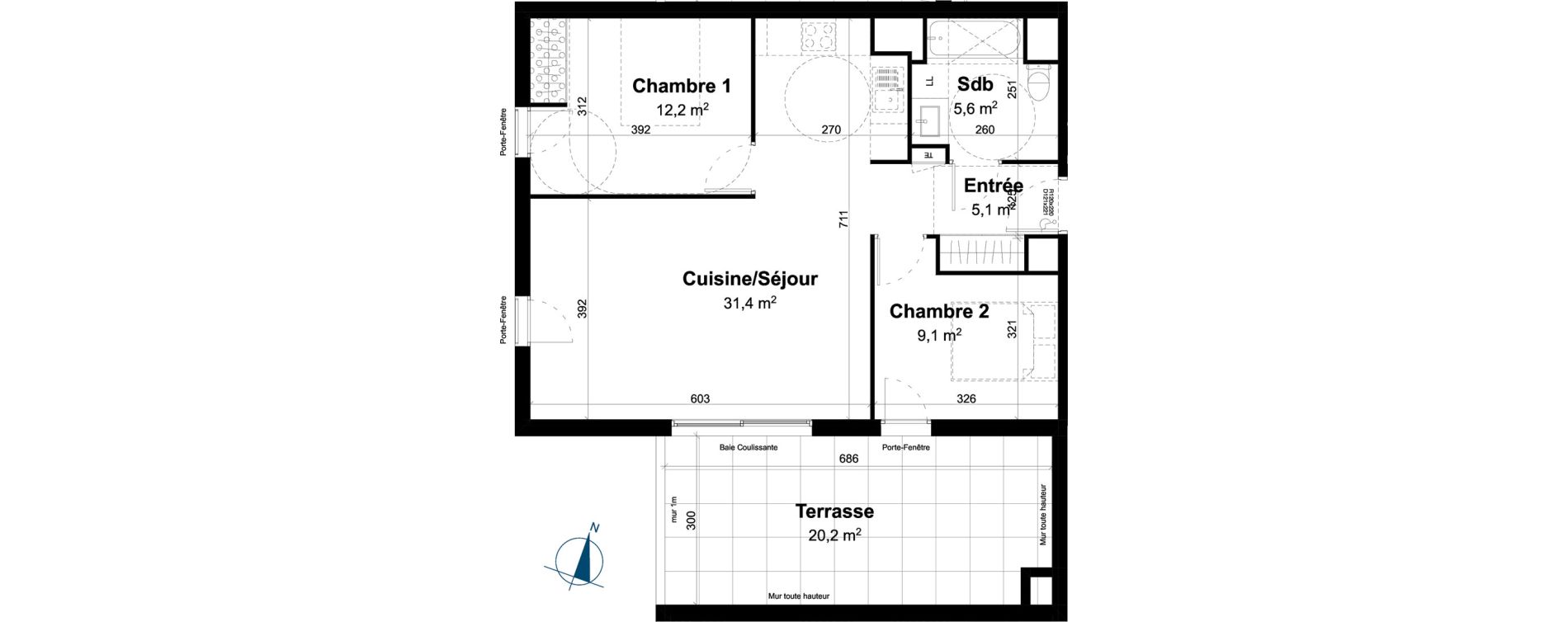 Appartement T3 de 63,40 m2 &agrave; Baillargues Centre