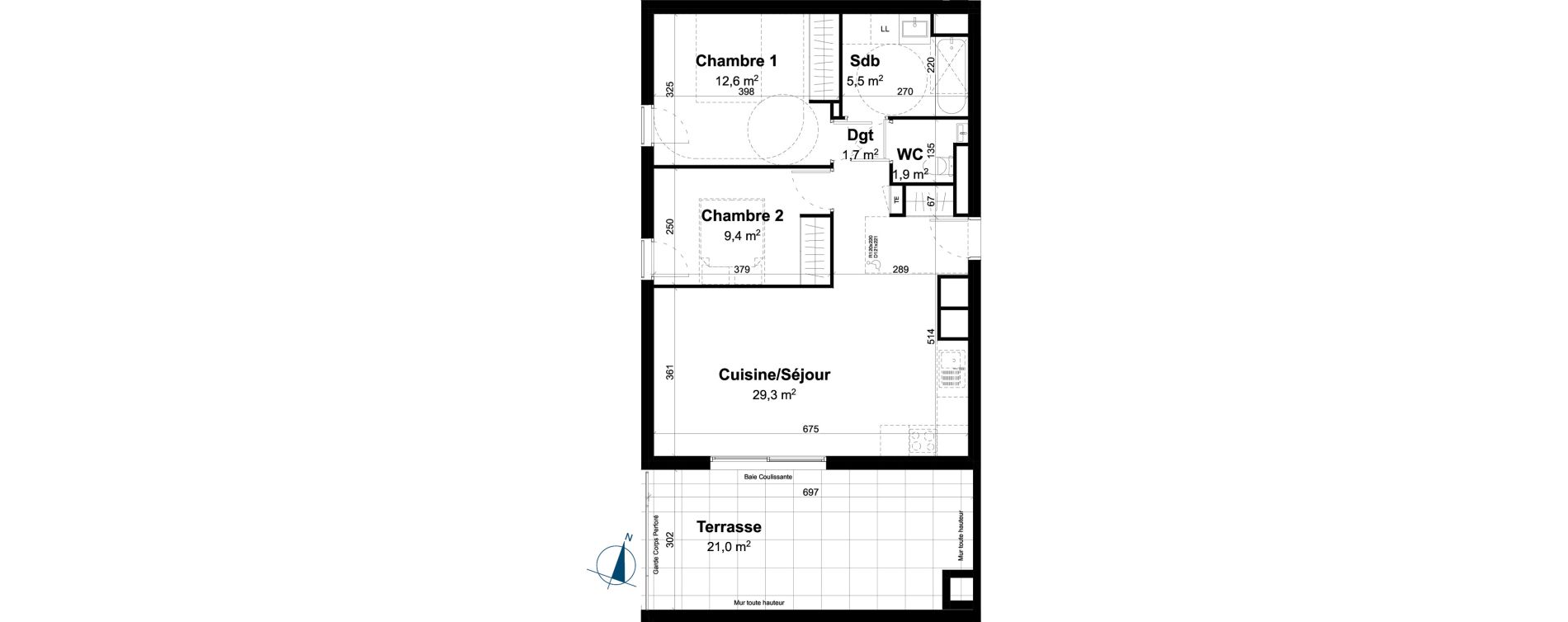 Appartement T3 de 60,40 m2 &agrave; Baillargues Centre