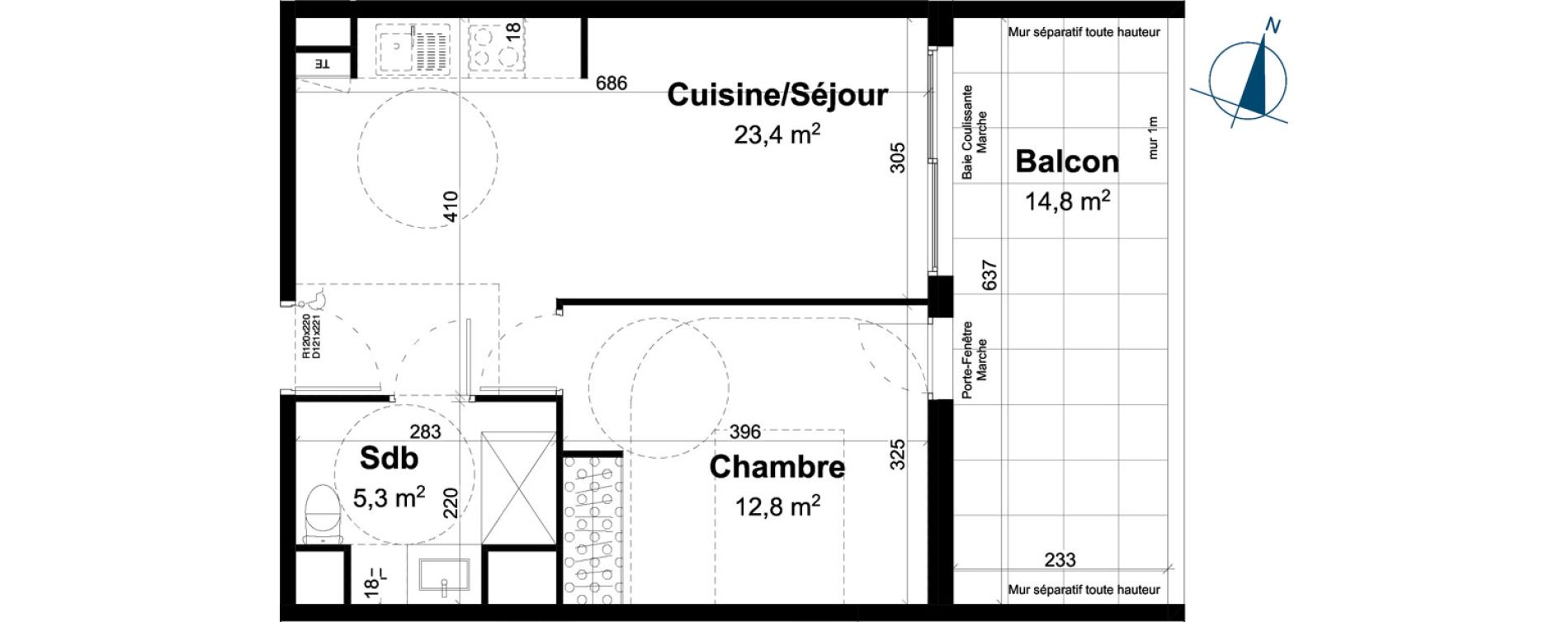 Appartement T2 de 41,50 m2 &agrave; Baillargues Centre