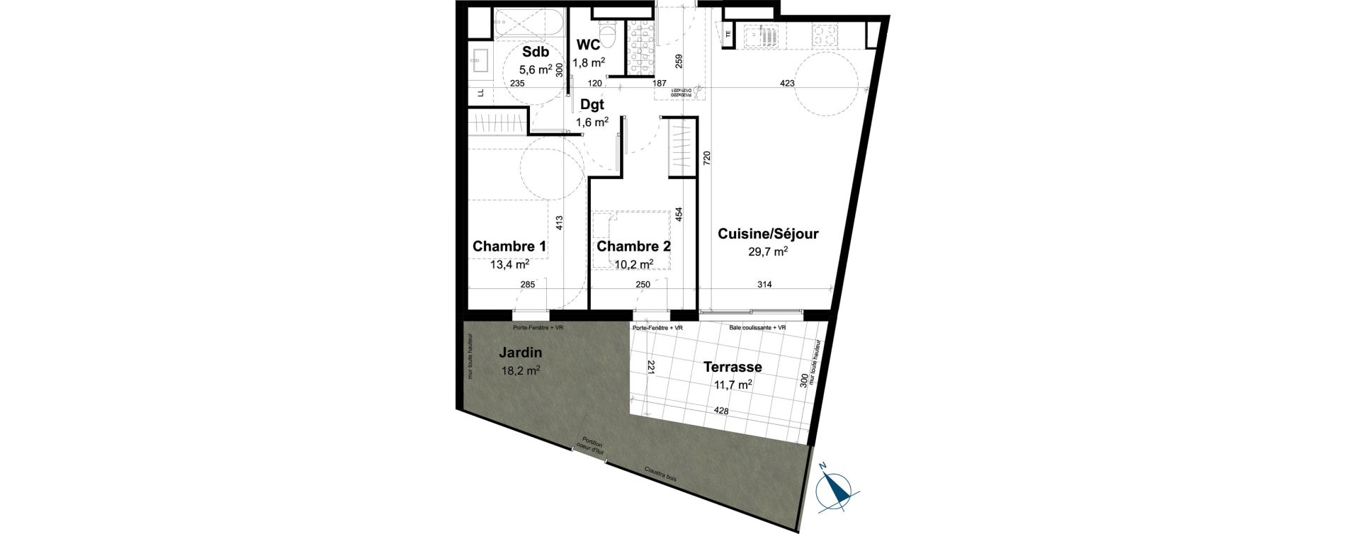 Appartement T3 de 62,30 m2 &agrave; Baillargues Centre