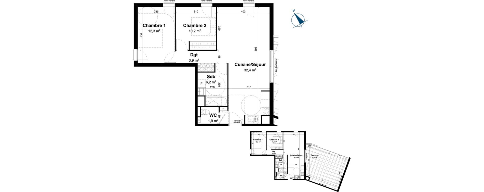 Appartement T3 de 66,90 m2 &agrave; Baillargues Centre