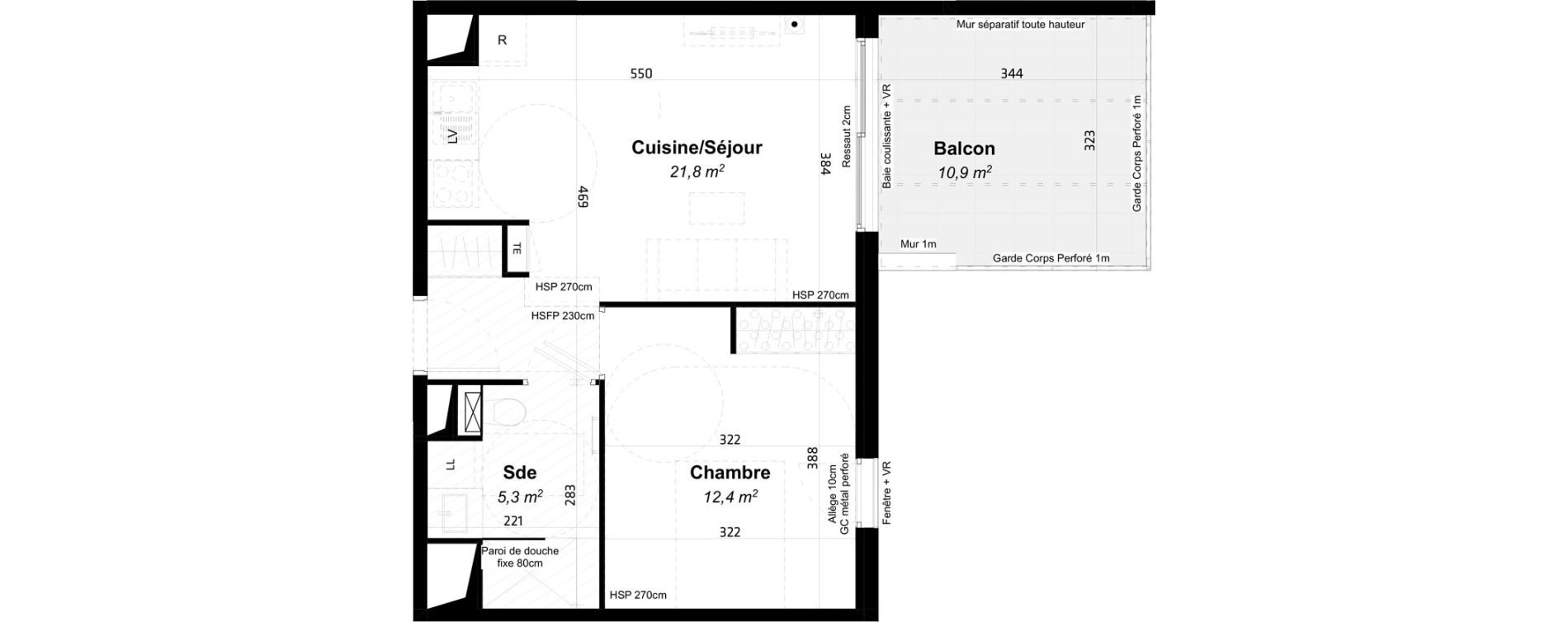 Appartement T2 de 39,50 m2 &agrave; Baillargues Centre