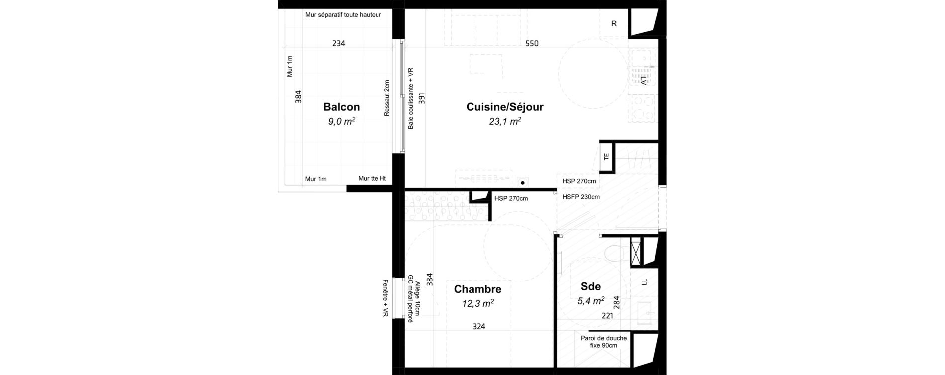 Appartement T2 de 40,80 m2 &agrave; Baillargues Centre