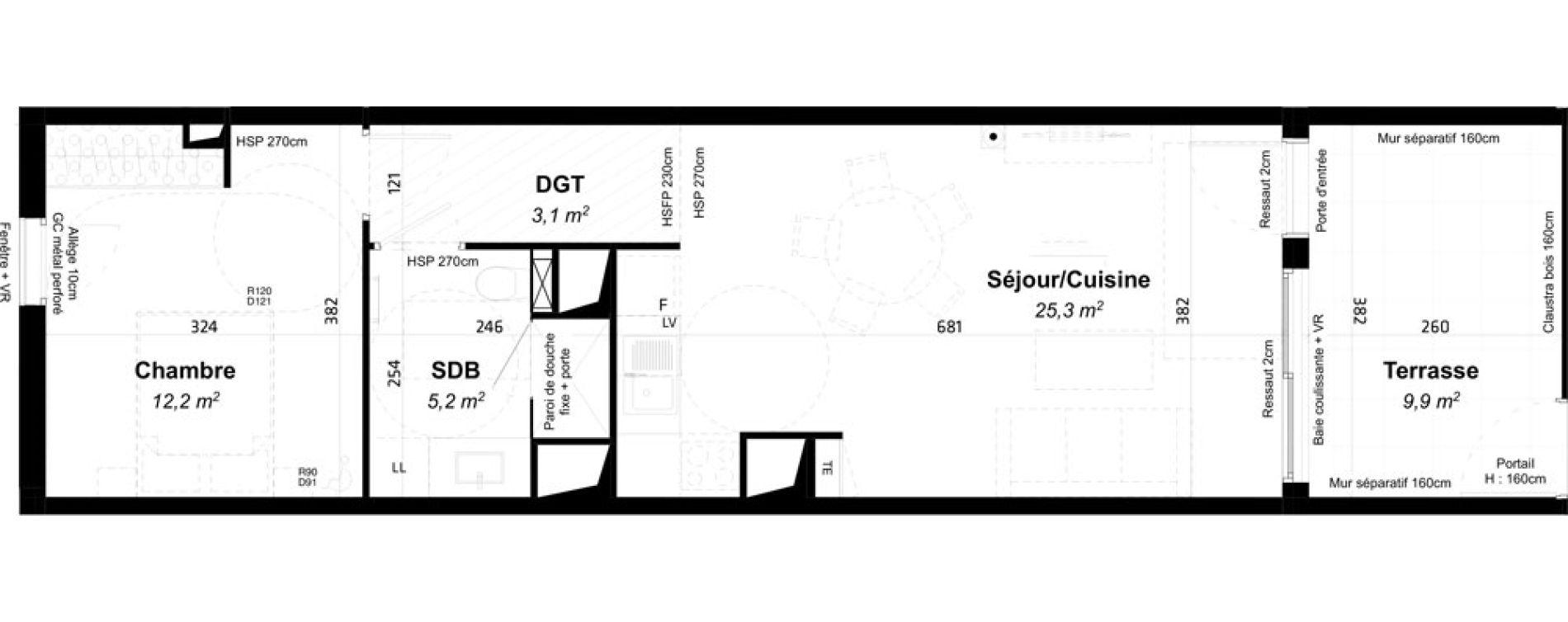 Appartement T2 de 45,80 m2 &agrave; Baillargues Centre