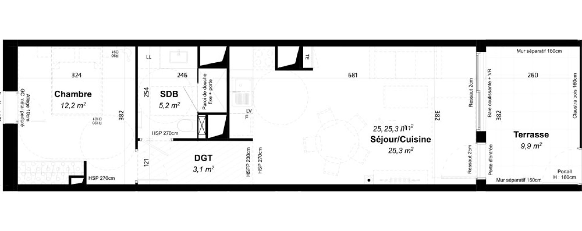 Appartement T2 de 45,80 m2 &agrave; Baillargues Centre