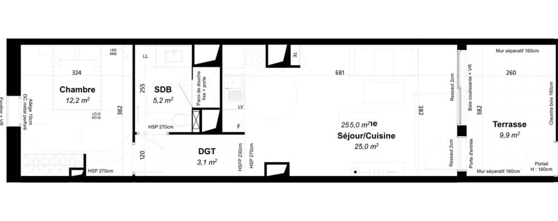 Appartement T2 de 45,50 m2 &agrave; Baillargues Centre