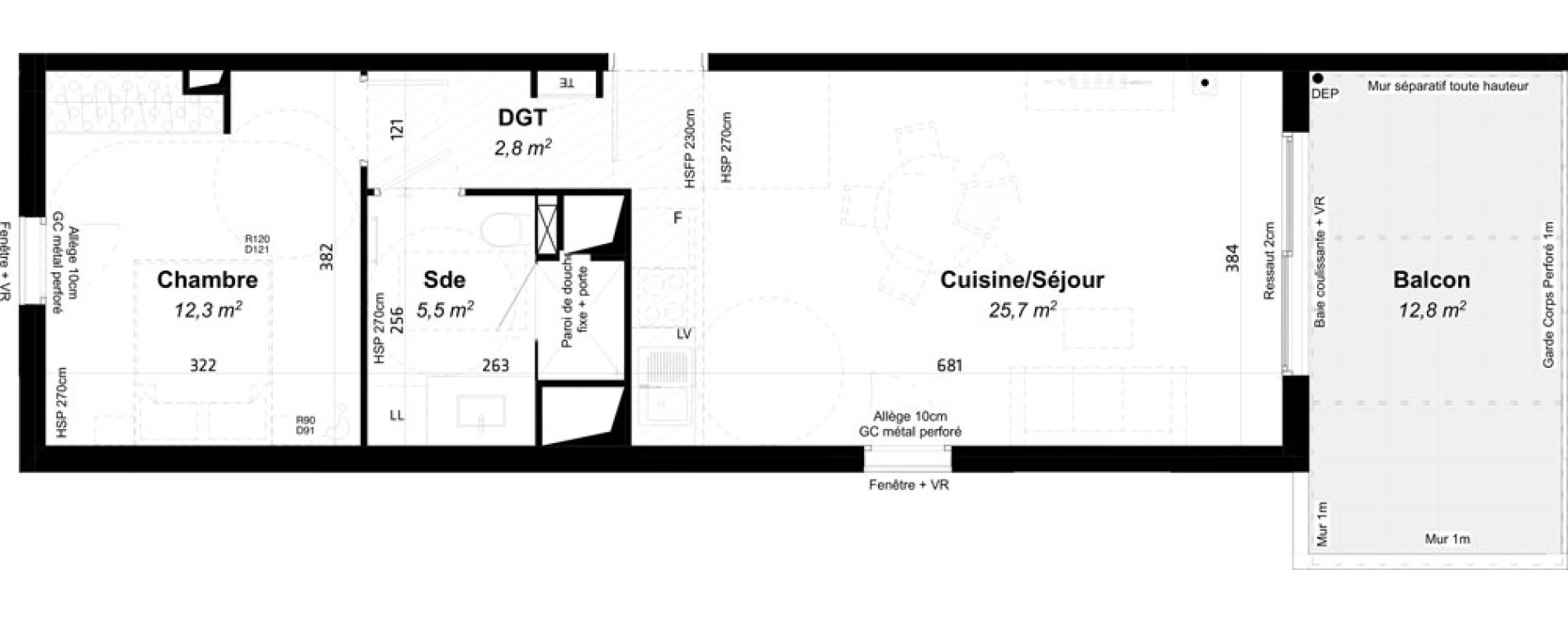 Appartement T2 de 46,30 m2 &agrave; Baillargues Centre
