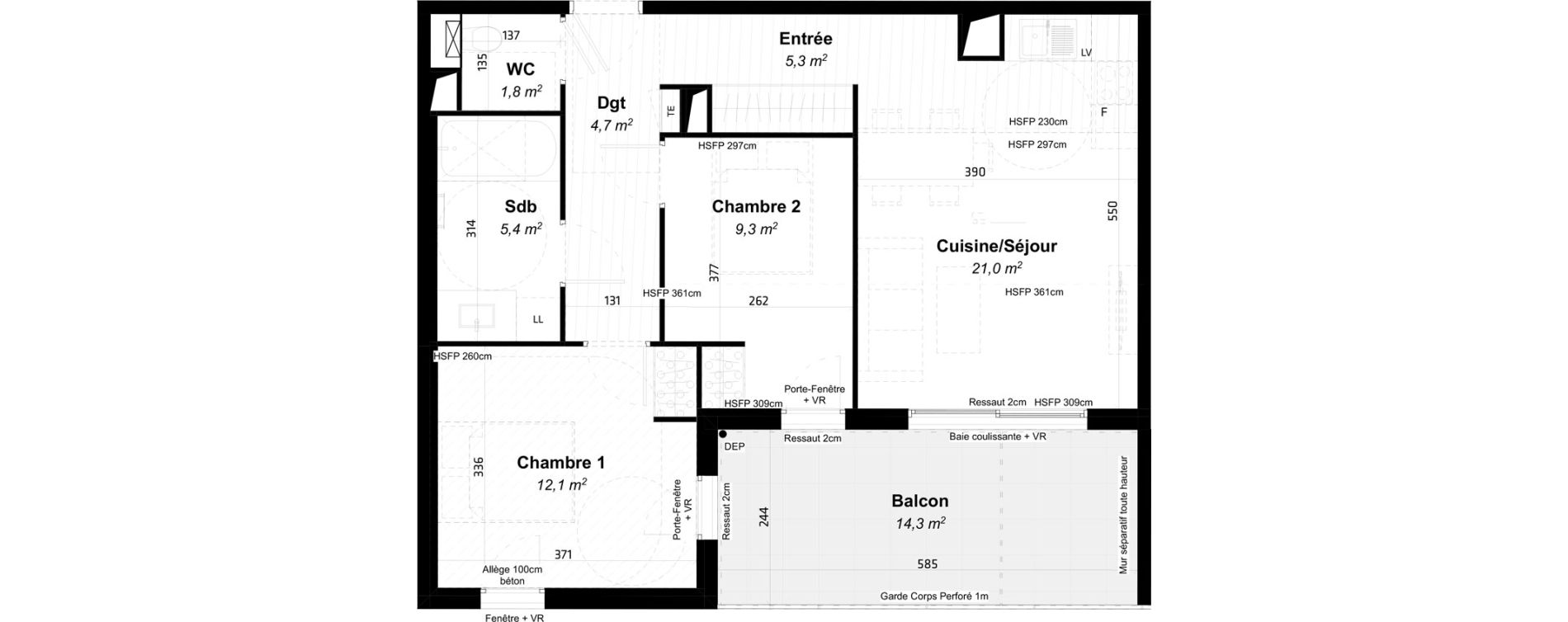Appartement T3 de 59,60 m2 &agrave; Baillargues Centre