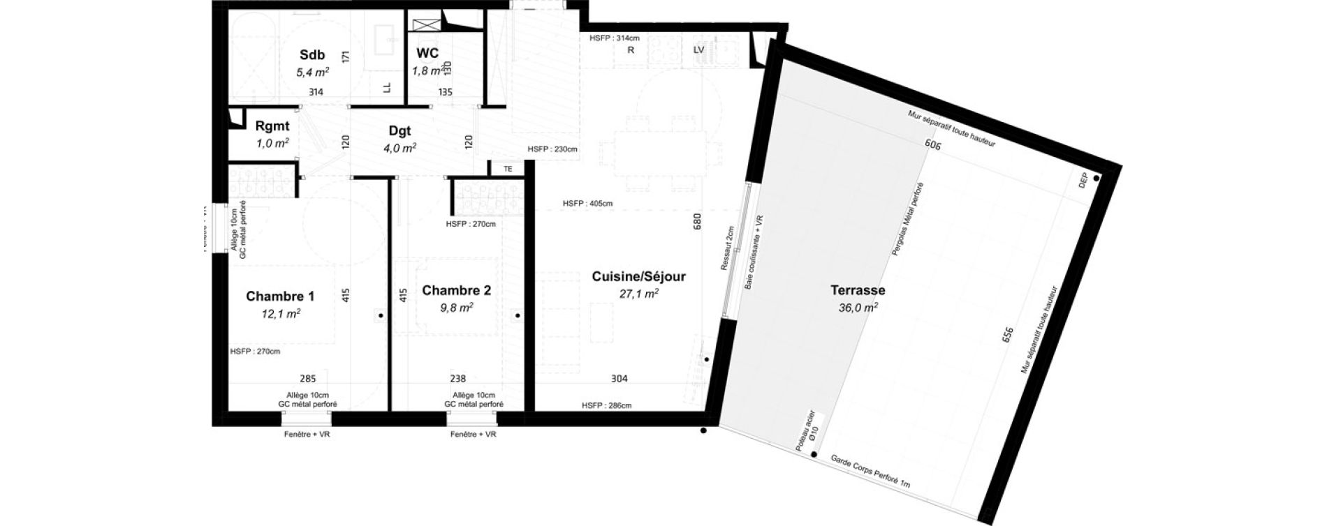Appartement T3 de 61,20 m2 &agrave; Baillargues Centre