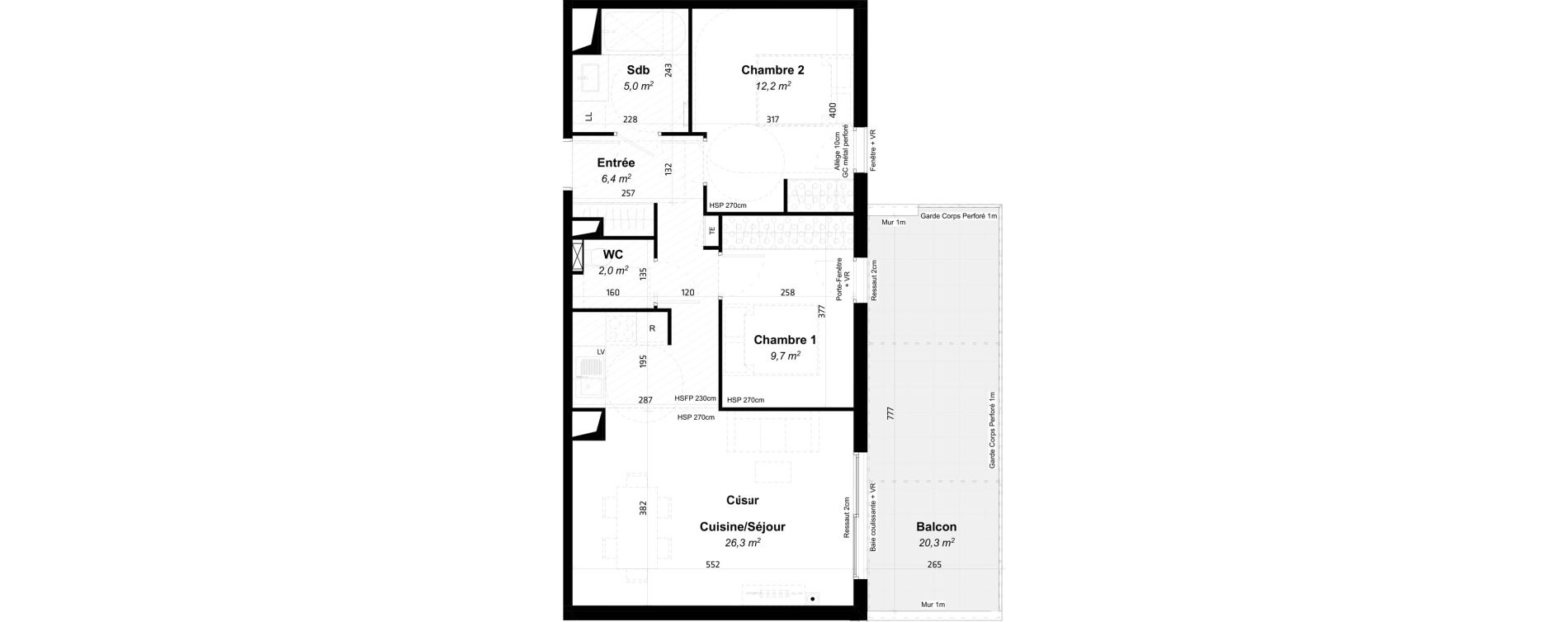 Appartement T3 de 61,60 m2 &agrave; Baillargues Centre