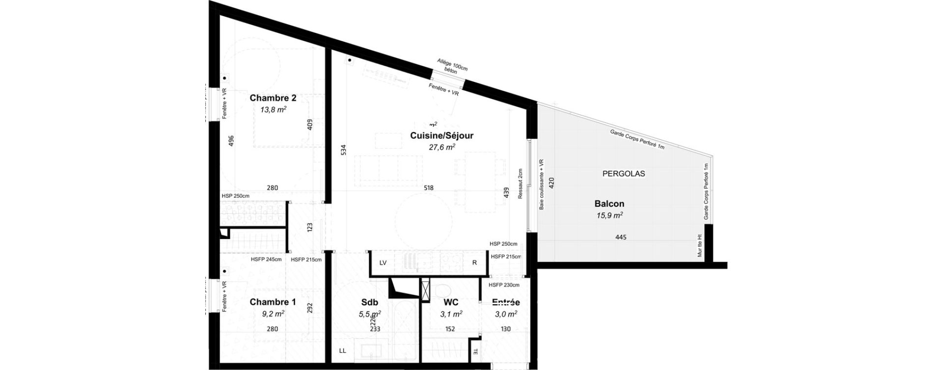 Appartement T3 de 62,20 m2 &agrave; Baillargues Centre