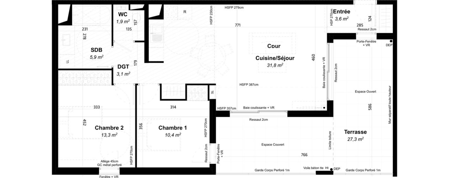 Appartement T3 de 70,00 m2 &agrave; Baillargues Centre