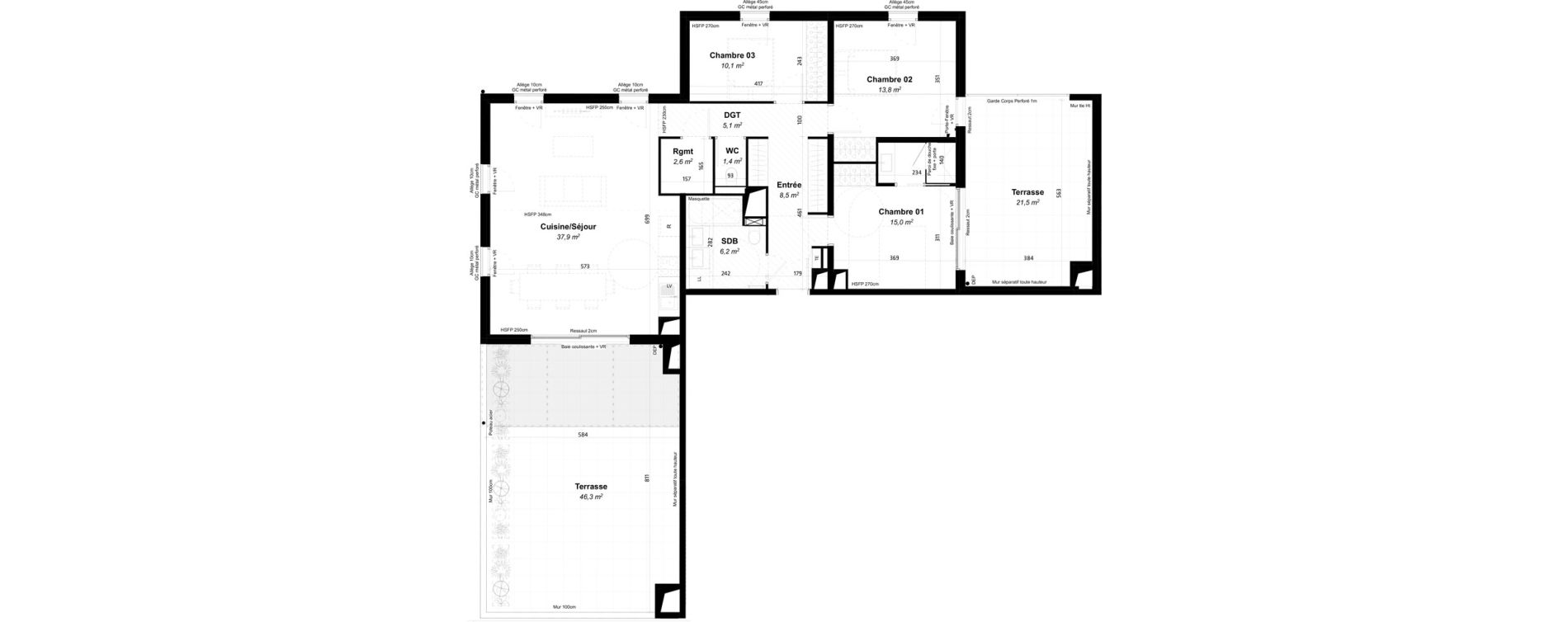 Appartement T4 de 100,60 m2 &agrave; Baillargues Centre