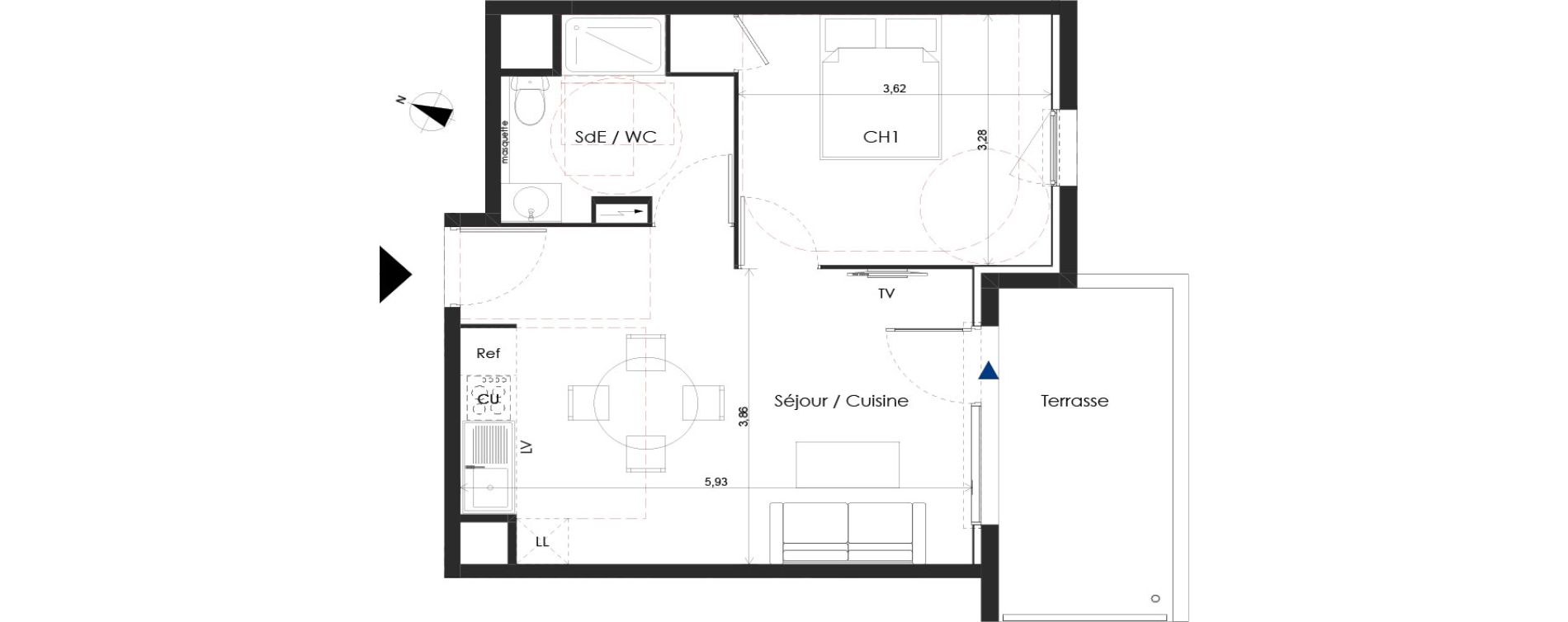 Appartement T2 de 42,50 m2 &agrave; Baillargues Centre