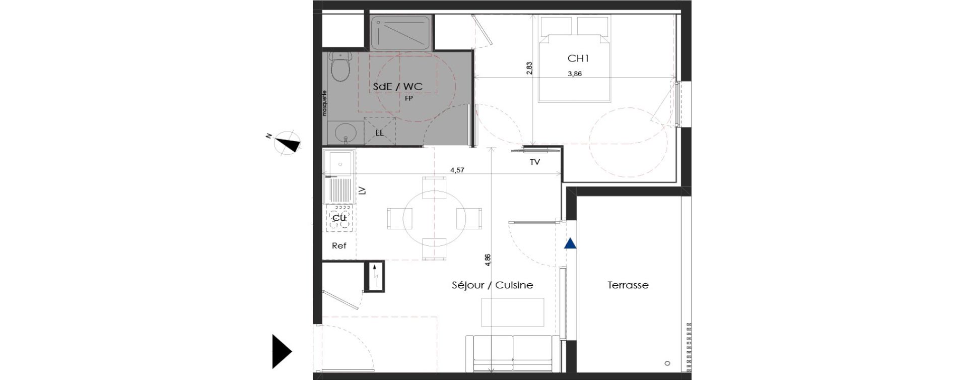 Appartement T2 de 41,85 m2 &agrave; Baillargues Centre