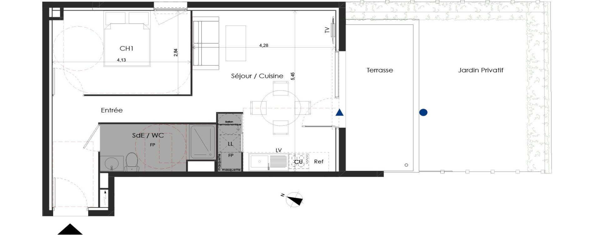 Appartement T2 de 46,45 m2 &agrave; Baillargues Centre