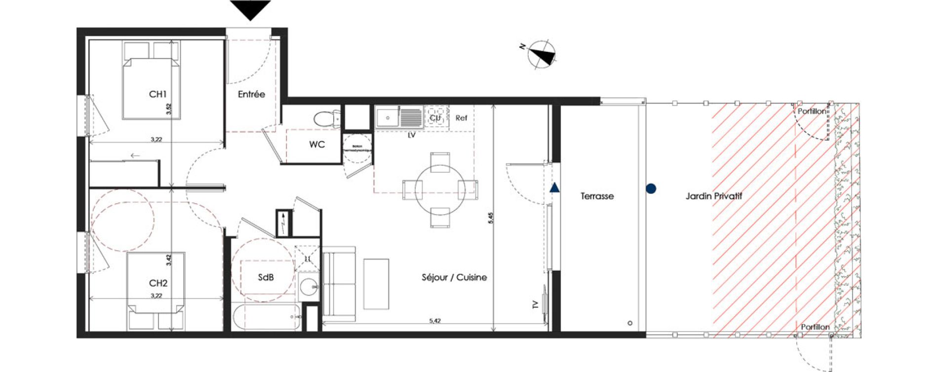 Appartement T3 de 64,45 m2 &agrave; Baillargues Centre
