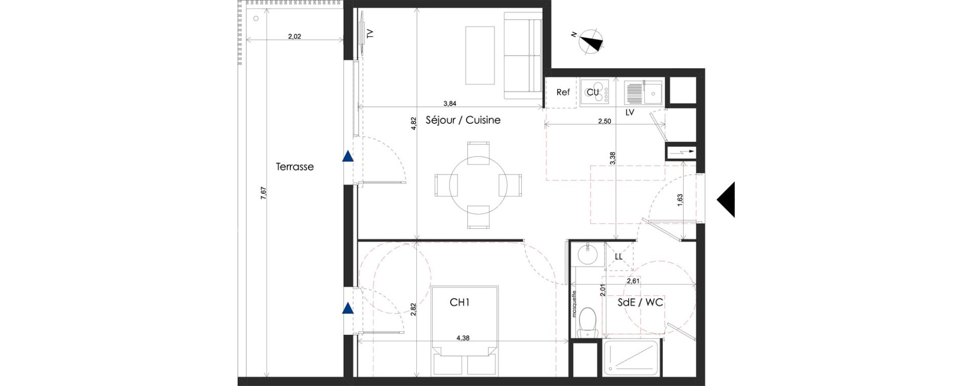 Appartement T2 de 47,70 m2 &agrave; Baillargues Centre