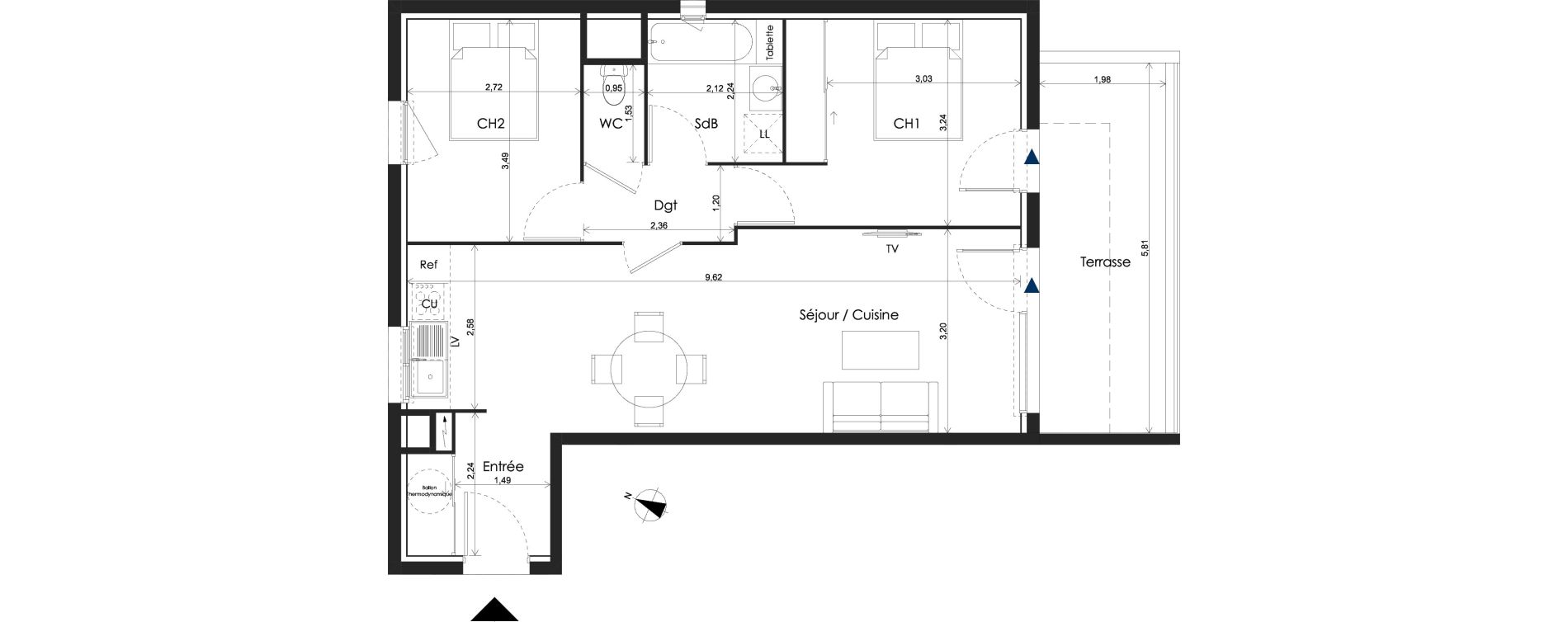 Appartement T3 de 64,40 m2 &agrave; Baillargues Centre