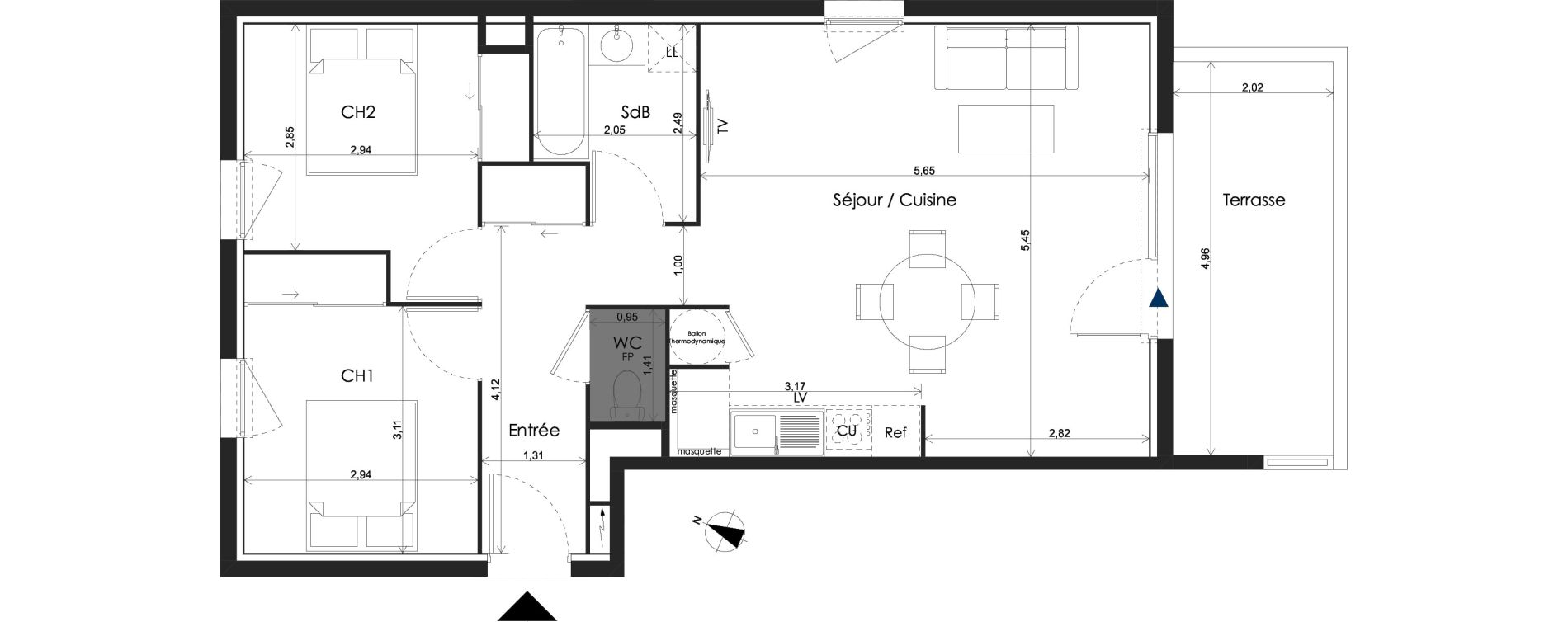 Appartement T3 de 65,35 m2 &agrave; Baillargues Centre