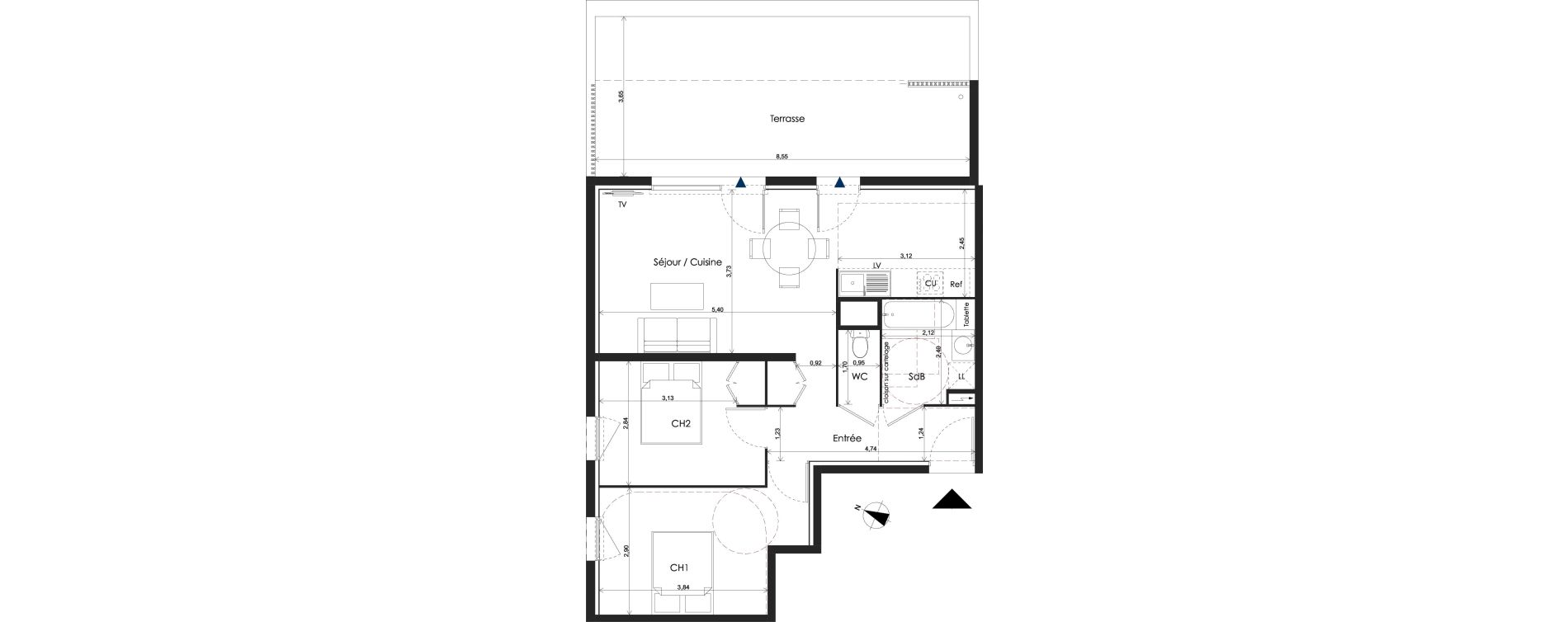 Appartement T3 de 65,55 m2 &agrave; Baillargues Centre