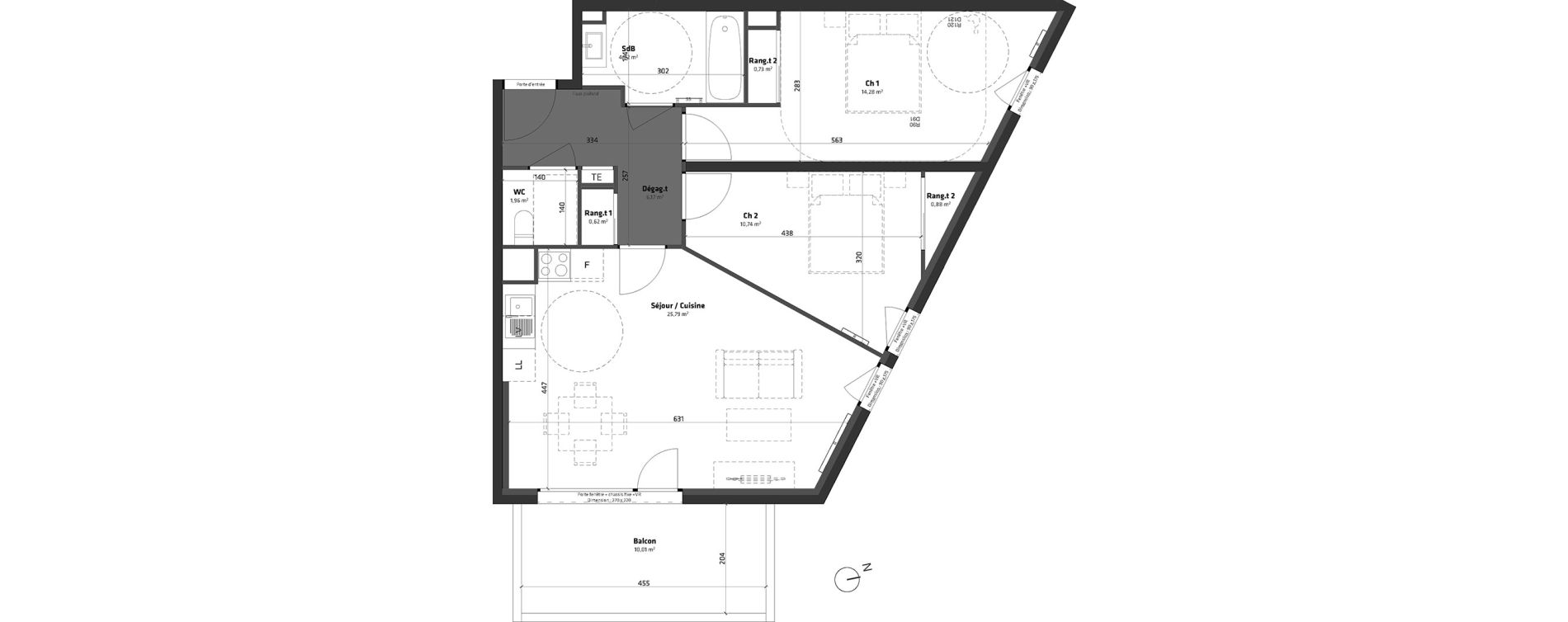 Appartement T3 de 65,99 m2 &agrave; Balaruc-Les-Bains Centre