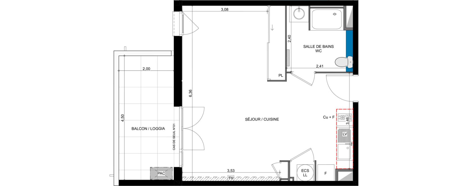 Appartement T1 de 38,00 m2 &agrave; B&eacute;ziers Bastit