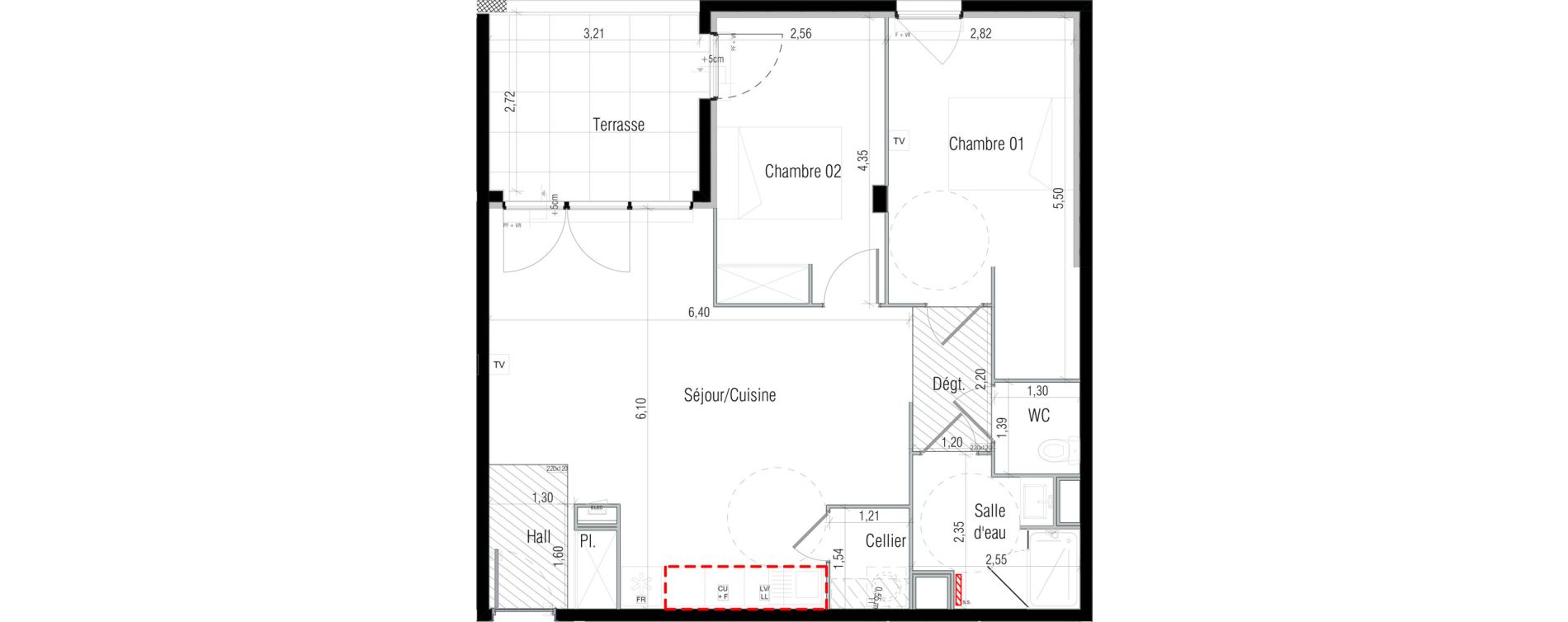 Appartement T3 de 68,34 m2 &agrave; B&eacute;ziers Petit casino