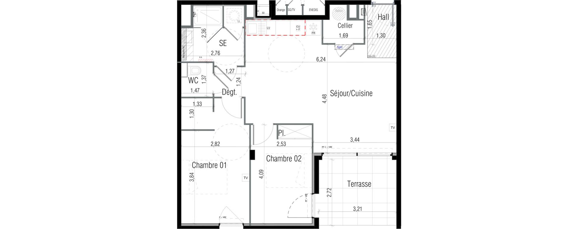 Appartement T3 de 65,55 m2 &agrave; B&eacute;ziers Petit casino