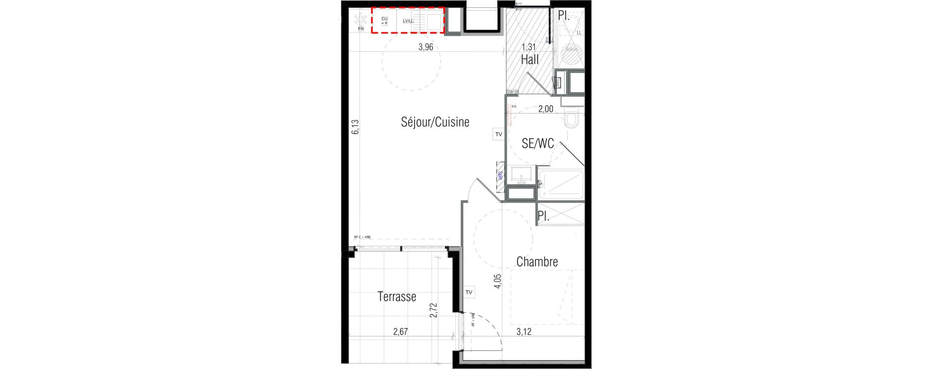Appartement T2 de 42,15 m2 &agrave; B&eacute;ziers Petit casino