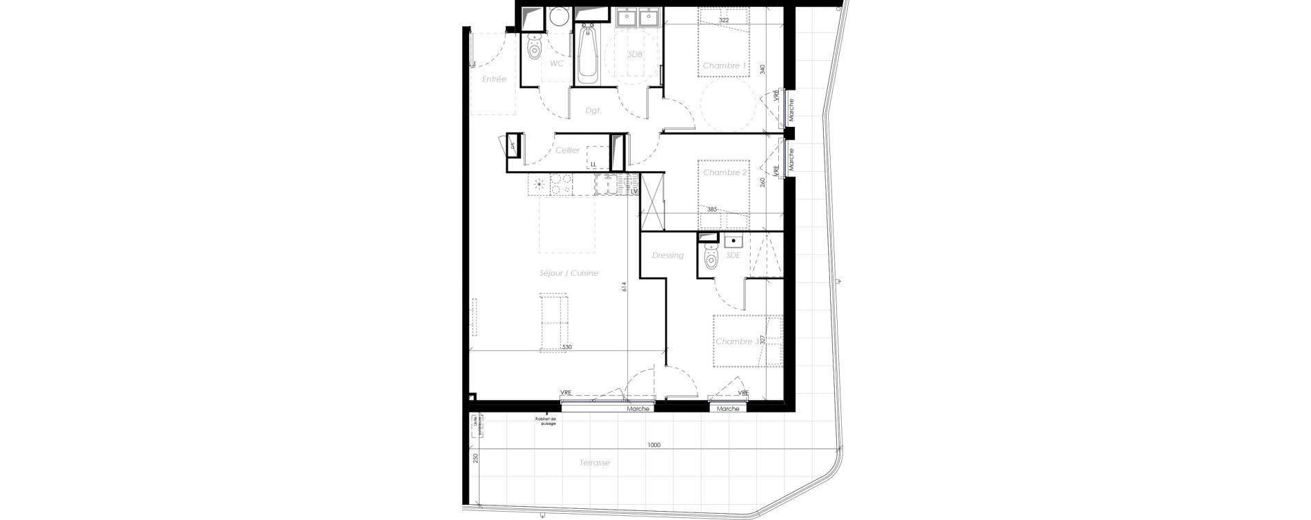 Appartement T4 de 85,60 m2 &agrave; B&eacute;ziers Ch&acirc;teau dev&egrave;ze