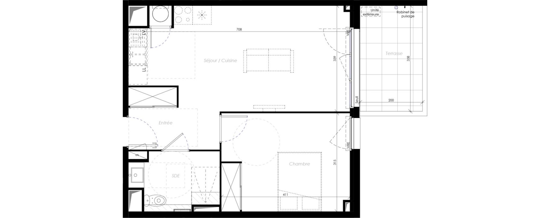 Appartement T2 de 45,00 m2 &agrave; B&eacute;ziers Ch&acirc;teau dev&egrave;ze