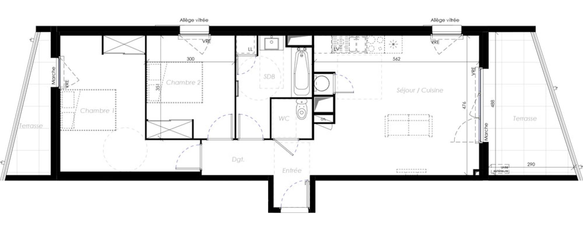 Appartement T2 de 66,40 m2 &agrave; B&eacute;ziers Ch&acirc;teau dev&egrave;ze