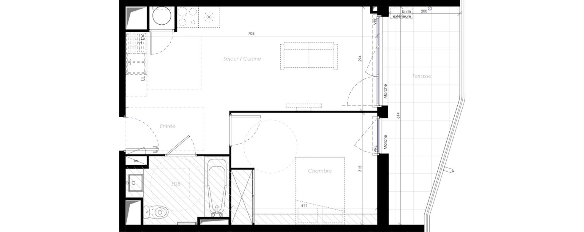 Appartement T2 de 41,50 m2 &agrave; B&eacute;ziers Ch&acirc;teau dev&egrave;ze