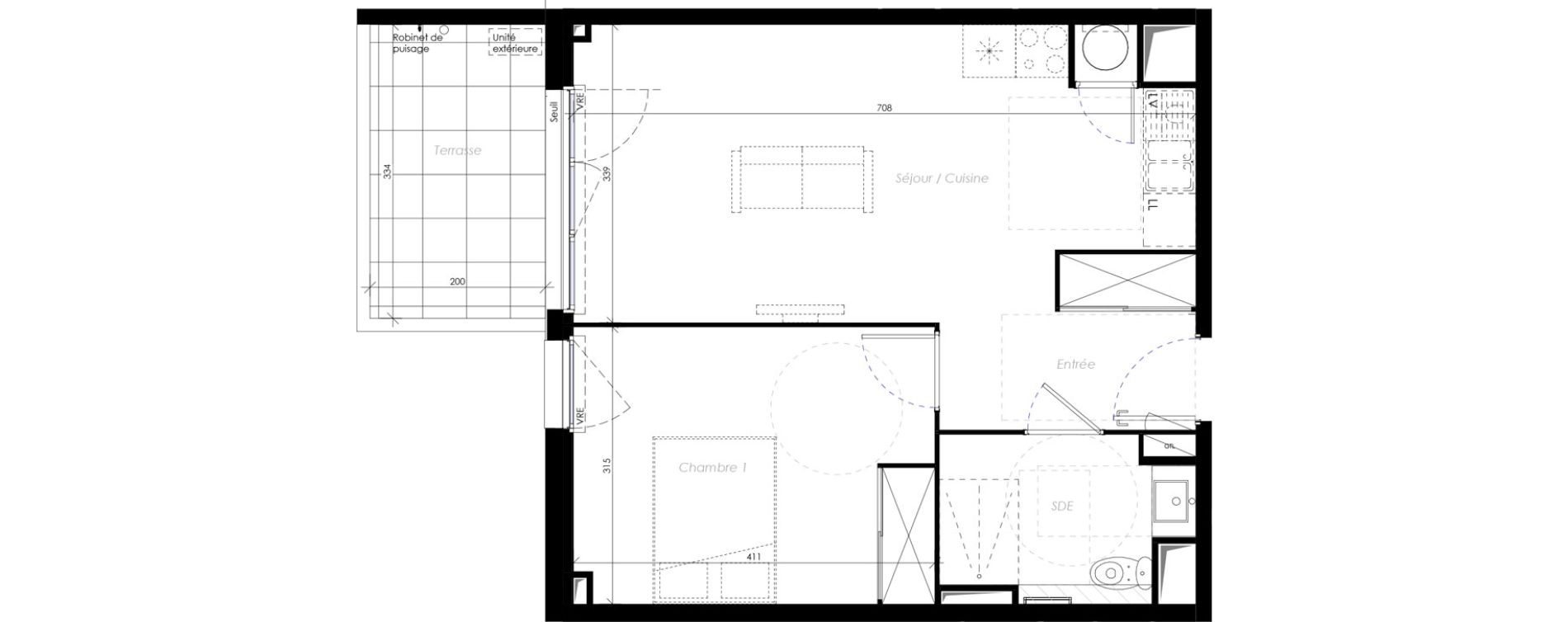 Appartement T2 de 45,00 m2 &agrave; B&eacute;ziers Ch&acirc;teau dev&egrave;ze