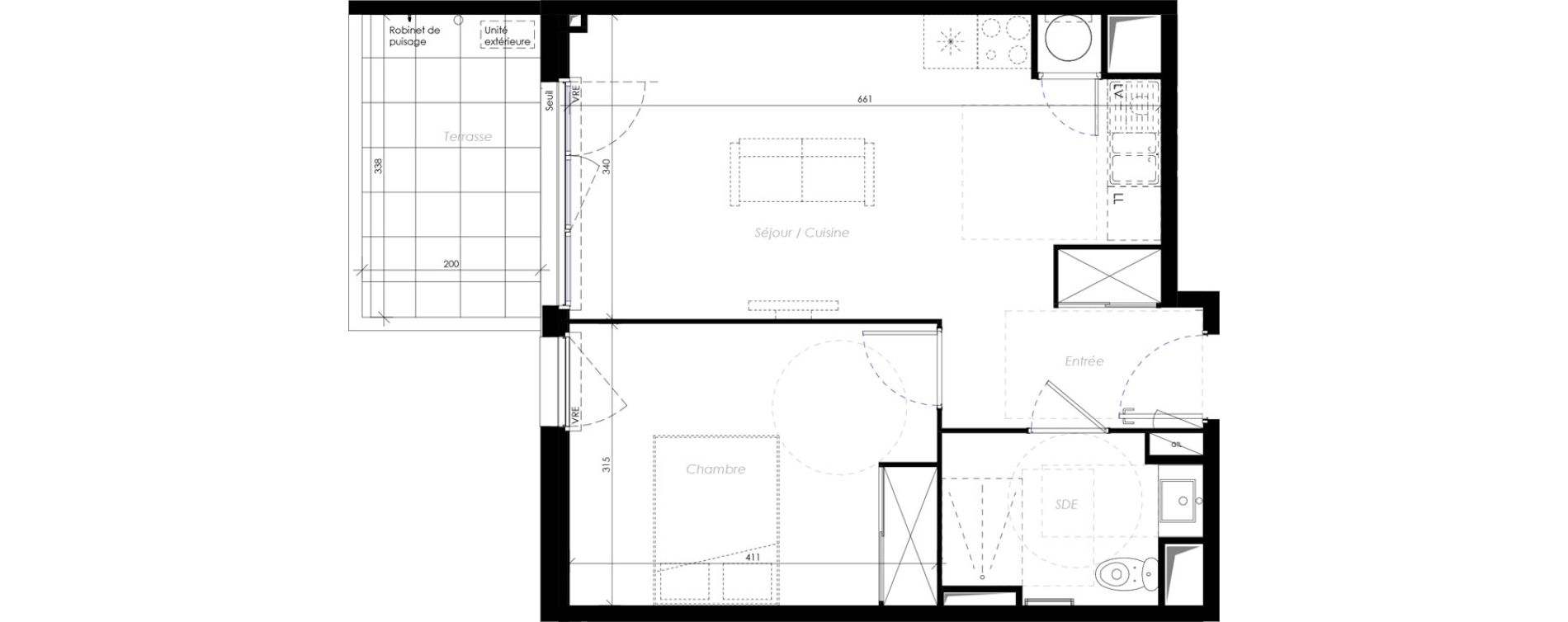 Appartement T2 de 43,20 m2 &agrave; B&eacute;ziers Ch&acirc;teau dev&egrave;ze