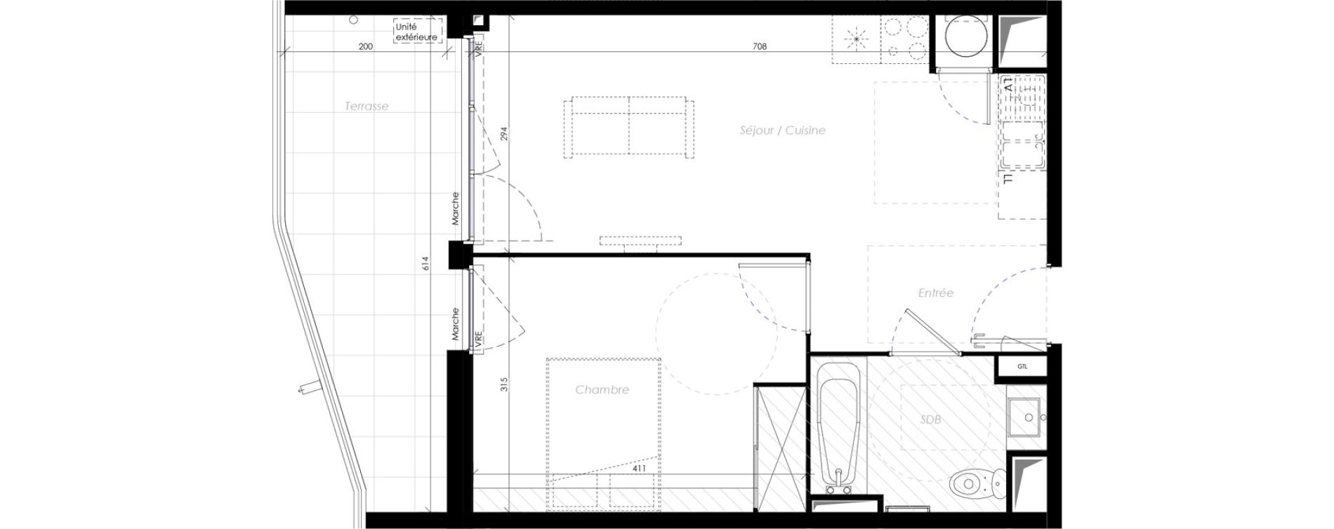 Appartement T2 de 41,50 m2 &agrave; B&eacute;ziers Ch&acirc;teau dev&egrave;ze