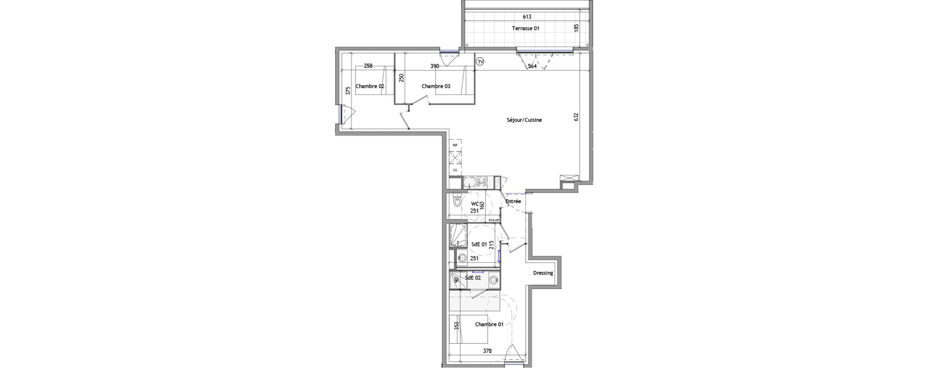 Appartement T4 de 97,10 m2 &agrave; B&eacute;ziers La courondelle