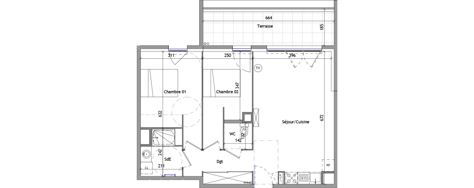 Appartement T3 de 61,80 m2 &agrave; B&eacute;ziers La courondelle